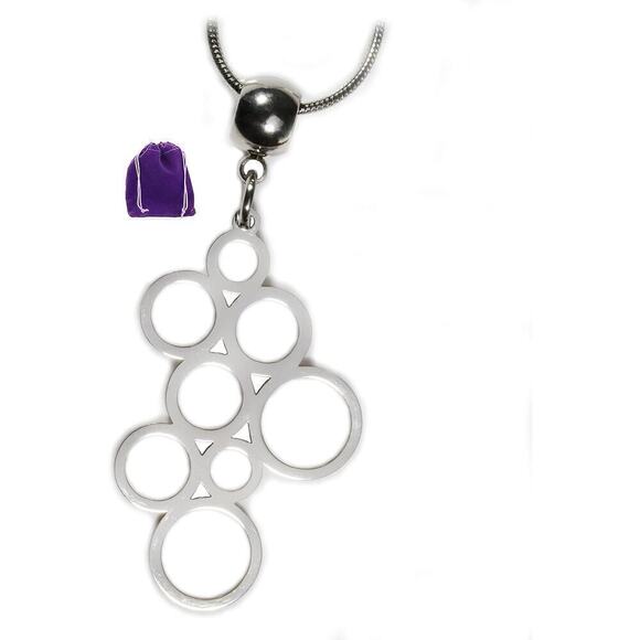 Circle Necklace - Trendy Silver Charm Pendant - Picture 1 of 8